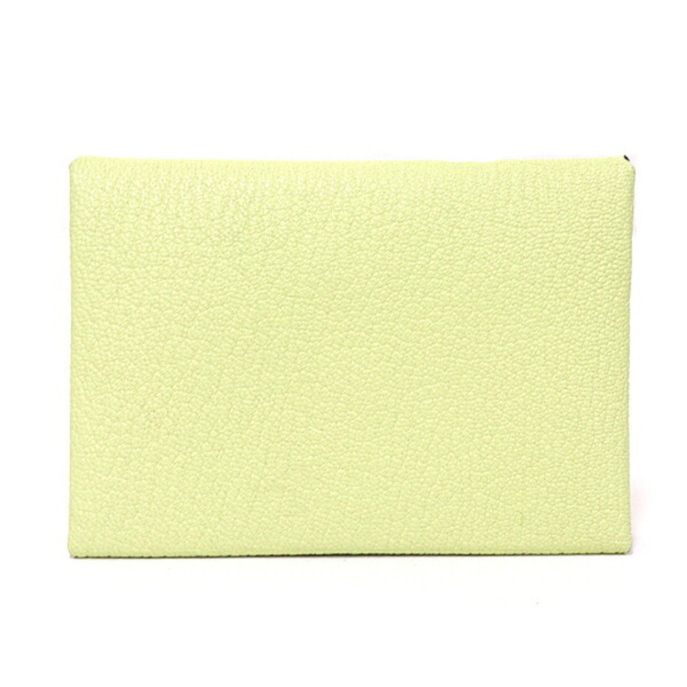 Hermes Calvi Duo Card Case/Coin Case, Chevre Leather, Z Stamp, Jaune Bourgeois